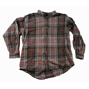 RedHead‎ Mens XL Red Green Gray Plaid Long Sleeve Flannel Shirt Button Down ****